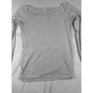 BP. Shirt Womens Small Juniors Gray Striped Long Sleeve Boat Neck Basic Tee Top‎